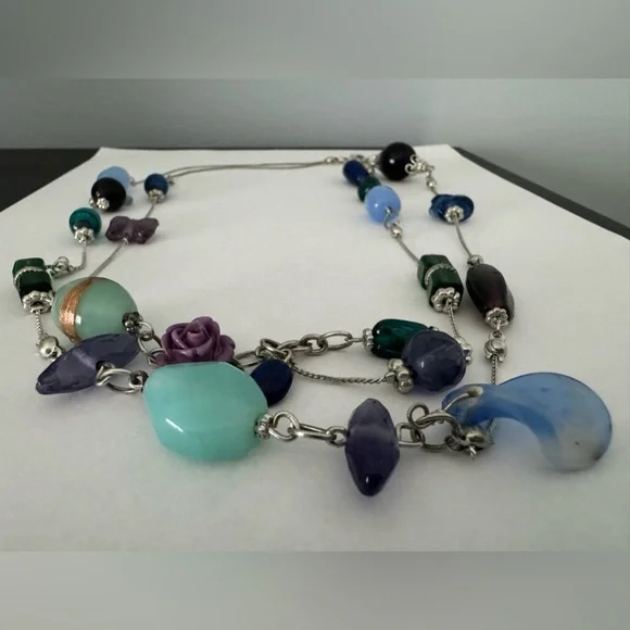 22" Lane Bryant glass bead silver tone necklace - Picture 6 of 11